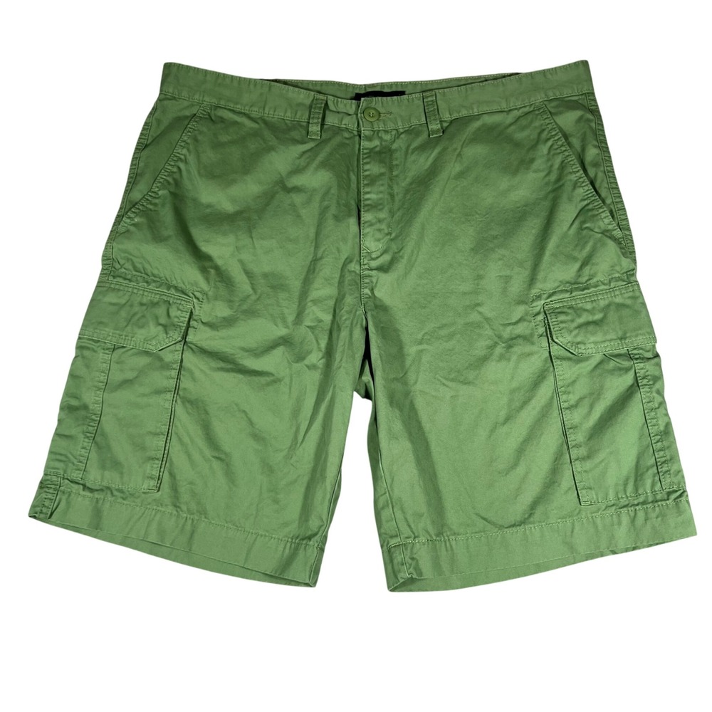 Tommy Hilfiger Mens Green Cotton Cargo Shorts Size 42 Utility Multi Pocket‎